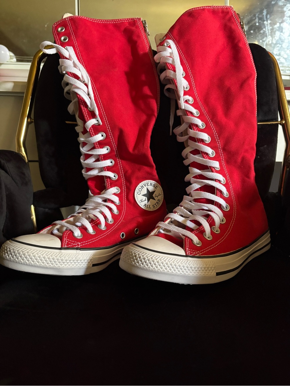 Converse Red Women’s Lace-Up Knee-Highs